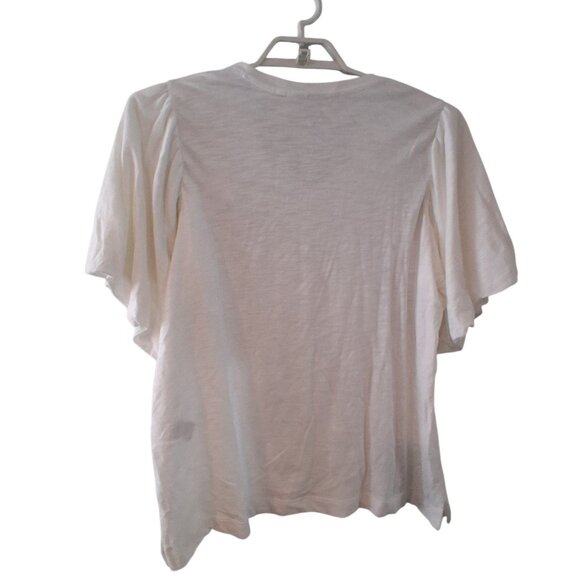 Chicos nwt top womens size XL Chicos 3 Cotton slub flutter sleeve tee Alabaster - Picture 4 of 4